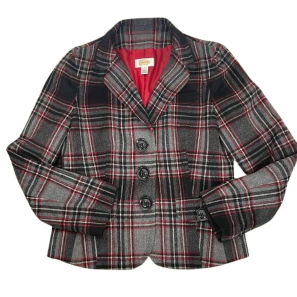 Talbots Wool Blend Plaid Three Big Buttons Size 10 - Picture 1 of 9